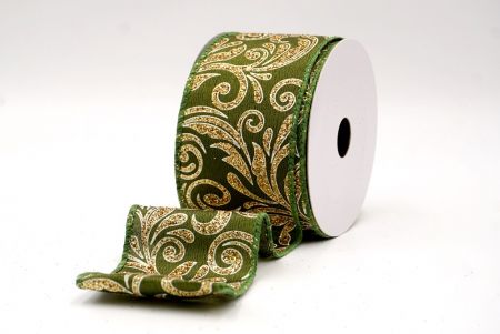 Green_Glittery Scroll Wired Ribbon_KF9570GC-15-222
