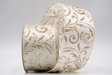 Cream_Glittery Scroll Wired Ribbon_KF9570GC-2-2