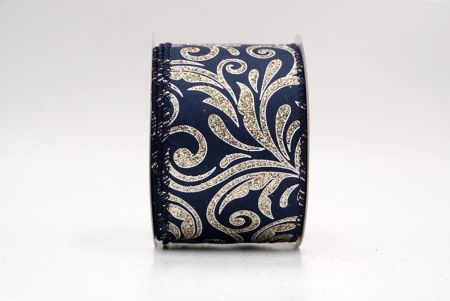 Navy Blue_Glittery Scroll Wired Ribbon_KF9570GC-4-4