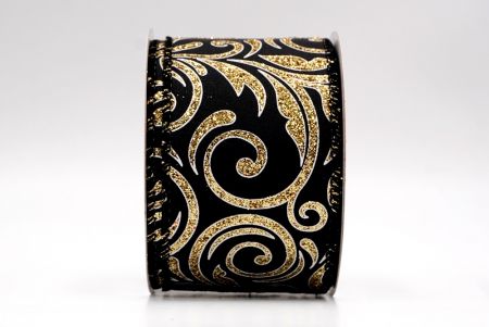Black_Glittery Scroll Wired Ribbon_KF9570GC-53-53