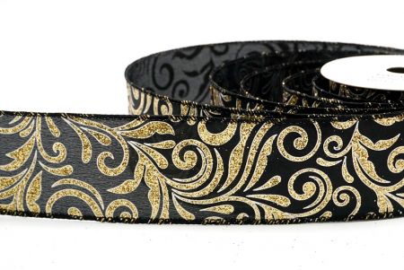 Black_Glittery Scroll Wired Ribbon_KF9570GC-53-53