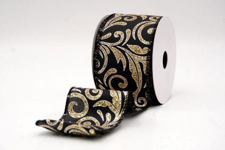 Black_Glittery Scroll Wired Ribbon_KF9570GC-53-53