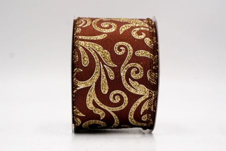 Brown_Glittery Scroll Wired Ribbon_KF9570GC-58-58