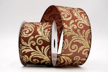 Brown_Glittery Scroll Wired Ribbon_KF9570GC-58-58