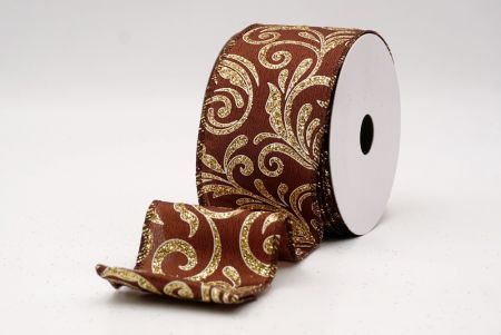Brown_Glittery Scroll Wired Ribbon_KF9570GC-58-58
