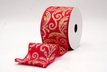 Red_Glittery Scroll Wired Ribbon_KF9570GC-7-7