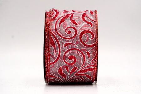 Sheer White_Glittery Scroll Wired Ribbon_KF9572GR-1