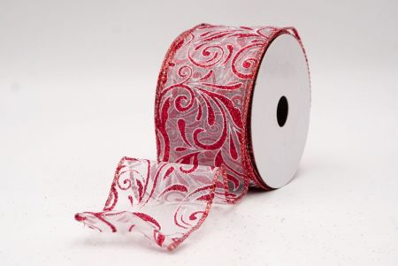 Sheer White_Glittery Scroll Wired Ribbon_KF9572GR-1