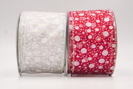 White Snow Dots Winter Wired Ribbon - White Snow Dots Winter Wired Ribbon