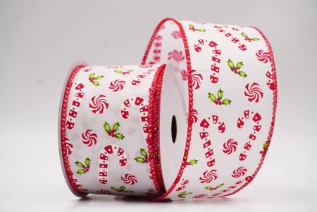 Cinta de alambre de Navidad con bastones de caramelo blancos y rojos y bayas de acebo_KF9576GC-1-7