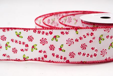 Cinta de alambre de Navidad con bastones de caramelo blancos y rojos y bayas de acebo_KF9576GC-1-7