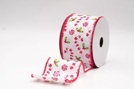 Cinta de alambre de Navidad con bastones de caramelo blancos y rojos y bayas de acebo_KF9576GC-1-7