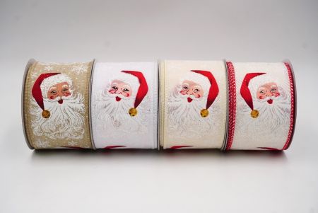 Vintage Santa Claus Face Christmas Wired Ribbon - Vintage Santa Claus Face Christmas Wired Ribbon
