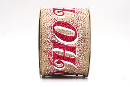 Cinta de Alambre con Brillo Beige y Letras de Vacaciones HO HO HO_KF9582GC-14-183