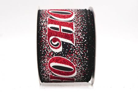 Cinta de alambre con letras festivas HO HO HO de purpurina negra_KF9583GC-53-53