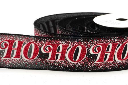 Cinta de alambre con letras festivas HO HO HO de purpurina negra_KF9583GC-53-53