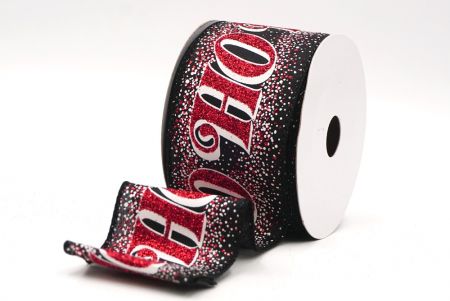 Cinta de alambre con letras festivas HO HO HO de purpurina negra_KF9583GC-53-53