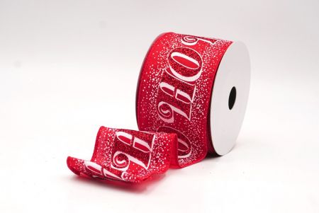 Cinta de alambre con letras festivas HO HO HO de purpurina roja_KF9583GC-7-7