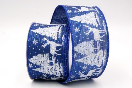 Cinta de Alambre de Ciervo Festivo Azul y Árboles de Pino_KF9584GC-4-151