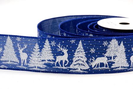 Cinta de Alambre de Ciervo Festivo Azul y Árboles de Pino_KF9584GC-4-151