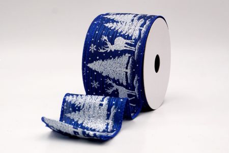 Cinta de Alambre de Ciervo Festivo Azul y Árboles de Pino_KF9584GC-4-151