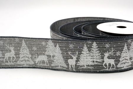 Cinta de Alambre de Ciervo Festivo Gris y Árboles de Pino_KF9584GC-50-123