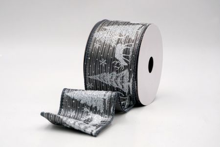 Cinta de Alambre de Ciervo Festivo Gris y Árboles de Pino_KF9584GC-50-123