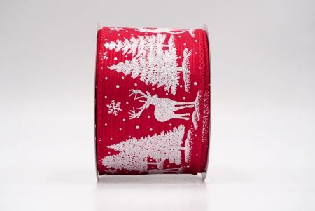 Cinta de Alambre de Ciervo Festivo Rojo y Árboles de Pino_KF9584GC-7-7