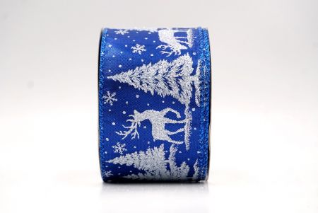 Cinta de Alambre de Ciervo Festivo Azul y Árboles de Pino_KF9585GB-4