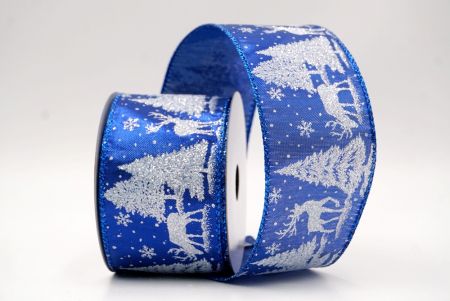 Cinta de Alambre de Ciervo Festivo Azul y Árboles de Pino_KF9585GB-4