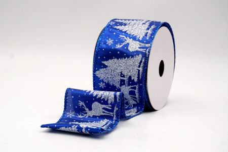 Cinta de Alambre de Ciervo Festivo Azul y Árboles de Pino_KF9585GB-4