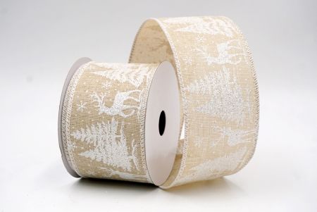 Cinta de Alambre de Ciervo Festivo Caqui y Árboles de Pino_KF9586GC-13-1