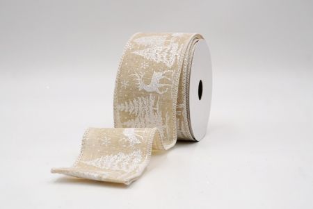 Cinta de Alambre de Ciervo Festivo Caqui y Árboles de Pino_KF9586GC-13-1