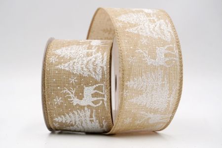 Cinta de Alambre de Ciervo Festivo Natural y Árboles de Pino_KF9586GC-14-183