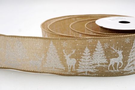 Cinta de Alambre de Ciervo Festivo Natural y Árboles de Pino_KF9586GC-14-183