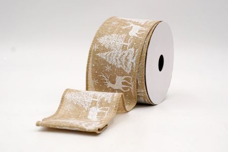 Cinta de Alambre de Ciervo Festivo Natural y Árboles de Pino_KF9586GC-14-183