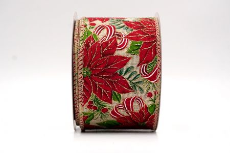 Khaki_Blumende Weihnachtsstern Drahtband_KF9587GC-13-183