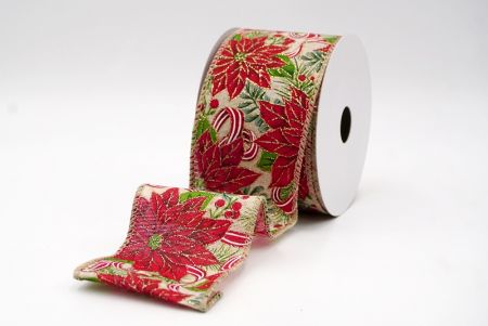 Khaki_Blumende Weihnachtsstern Drahtband_KF9587GC-13-183