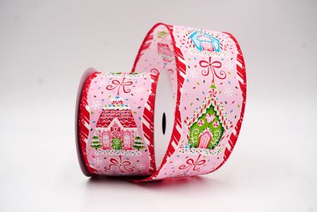 Hellrosa Lebkuchenhaus-Weihnachtsdrahtband_KF9588GC-5-7