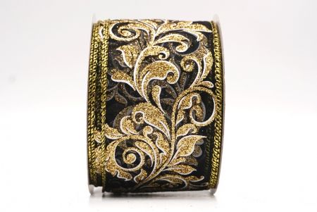 Schwarz - Gold metallisches Wirbel Scroll Drahtband_KF9593G-53