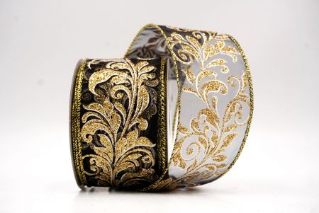 Schwarz - Gold metallisches Wirbel Scroll Drahtband_KF9593G-53