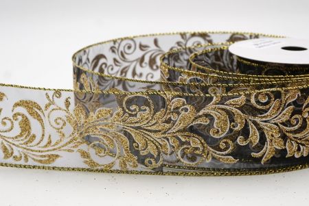 Schwarz - Gold metallisches Wirbel Scroll Drahtband_KF9593G-53