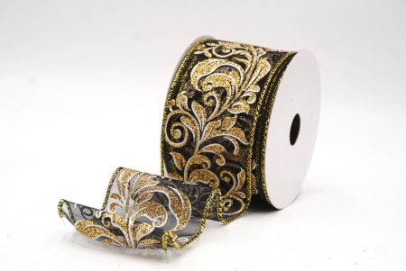 Schwarz - Gold metallisches Wirbel Scroll Drahtband_KF9593G-53