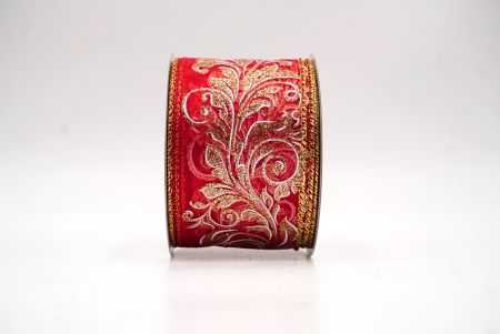 Rot - Gold metallisches Wirbel Scroll Drahtband_KF9593G-7