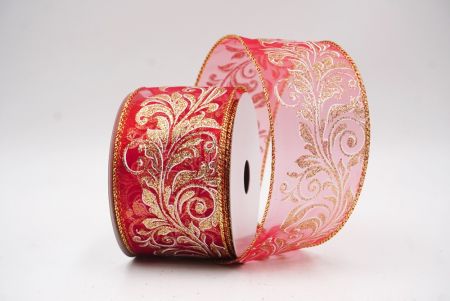 Rot - Gold metallisches Wirbel Scroll Drahtband_KF9593G-7