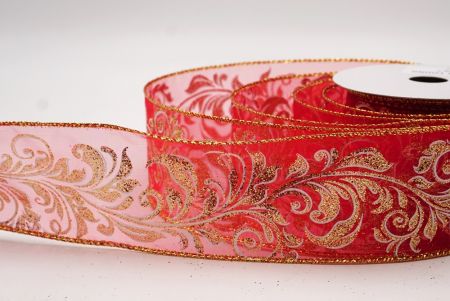 Rot - Gold metallisches Wirbel Scroll Drahtband_KF9593G-7