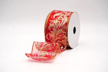 Rot - Gold metallisches Wirbel Scroll Drahtband_KF9593G-7