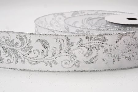 Weißes metallisches Wirbel Scroll Drahtband_KF9594G-1