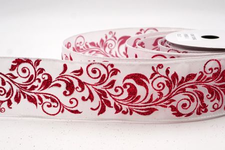 Weiß - Roter metallischer Wirbel Scroll Drahtband_KF9595GC-1-1