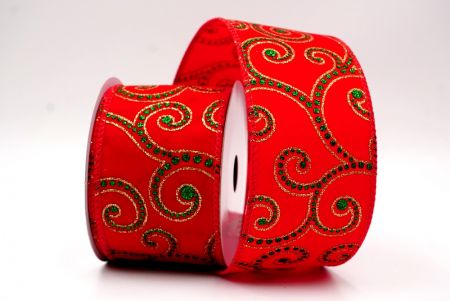 Red_Christmas Glitter Red and Green Assorted Pattern Wired Ribbon_KF9596GC-7-7